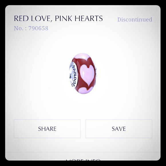 Pandora Red Love Pink Hearts Murano charm