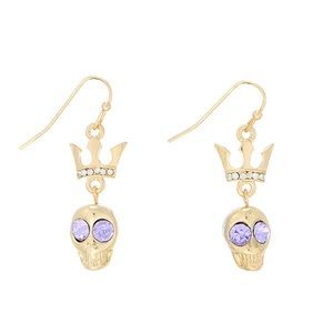 Gold Skull & Rhinestone Earrings