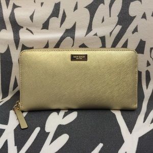 Kate Spade Gold Zip-around Wallet (Like New!)