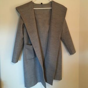 Grey Collar Coat with hood