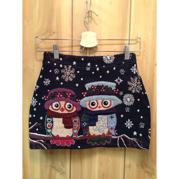 Cute Snowflake Owl Mini Skirt