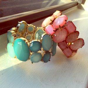 Turquoise and pink stretch bracelets