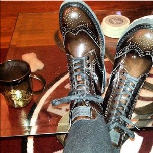 Brown Prada combat boots