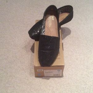 Toms-Classic Black Glitter