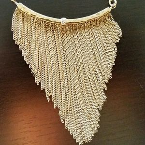 Long gold fringe necklace