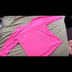 Pink three quarter length pocket tee