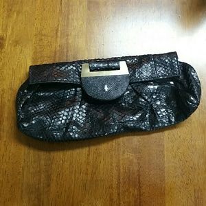 Black snake skin clutch