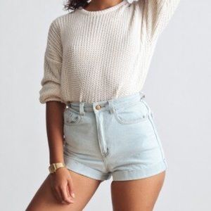 American Apparel high waisted denim jean shorts