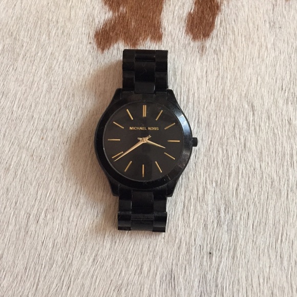 Michael Kors black slim runway watch