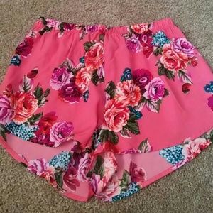 Pink floral shorts! They never been worn(: