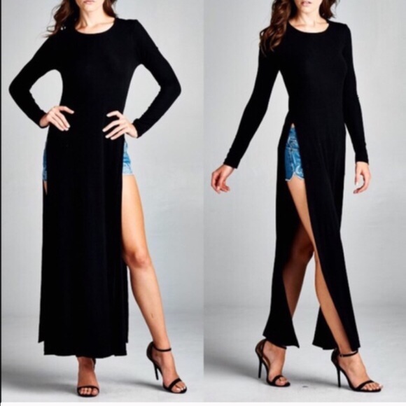 XX The AFTON side slit dress - BURGUNDY - Picture 3 of 3