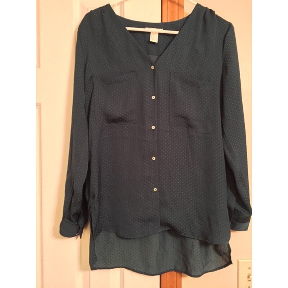 V-neck button up blouse NWOT