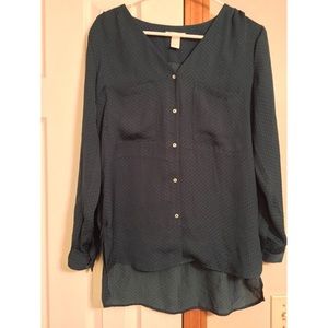 V-neck button up blouse NWOT
