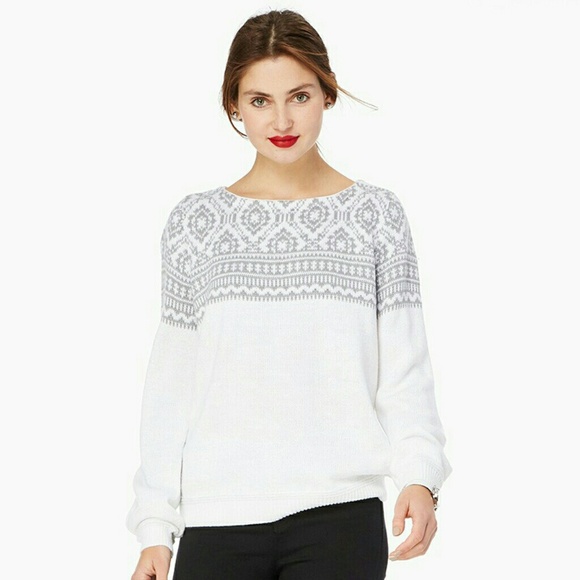 Grey and white sweater