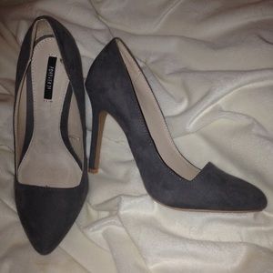 Forever 21 Grey High Heels - Suede - Pointed Toe