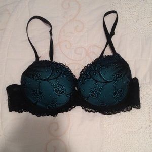 Turquoise black Lacey bra