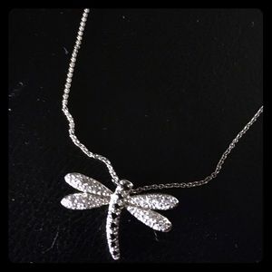 925 sterling silver CZ dragon fly necklace