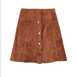Boohoo Suedette Button Thru Mini Skirt