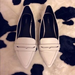White pointy pointed toe flats