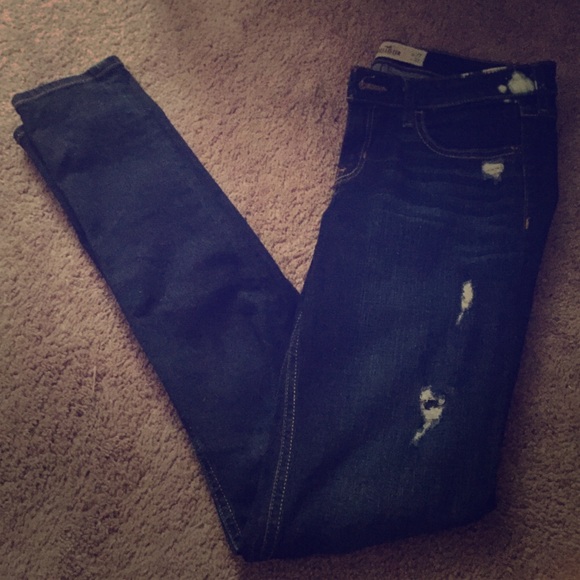 Well worn ripped up hollister jeans