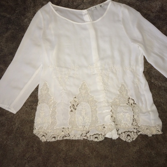 White forced 21 blouse