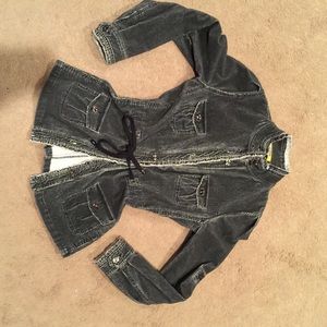 Super cute black/grey jean jacket.  Size 6/8.