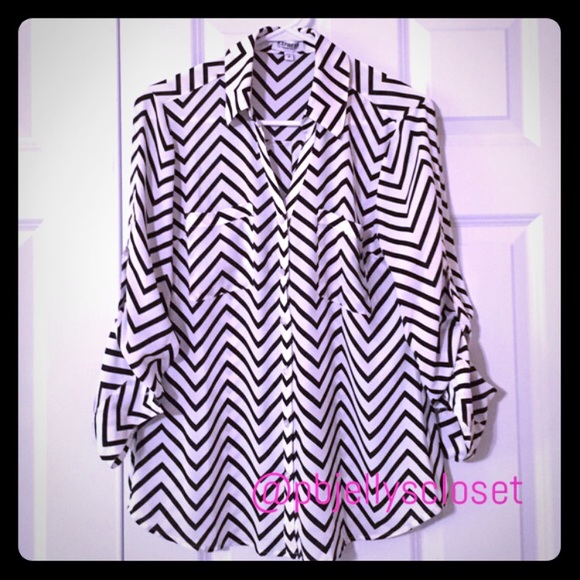 Express Chevron Portofino Shirt Sz M