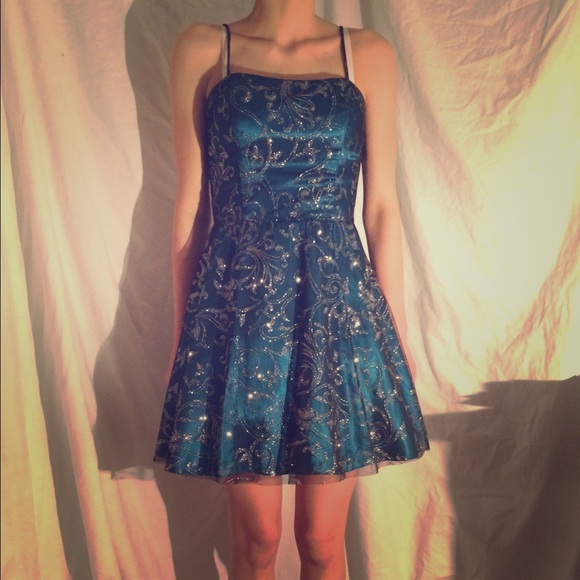 Blue Sparkly Deb Homecoming Dress