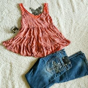 Free People Coral Tank Top