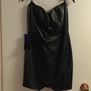 Bebe Leather Asymmetrical Hem Dress