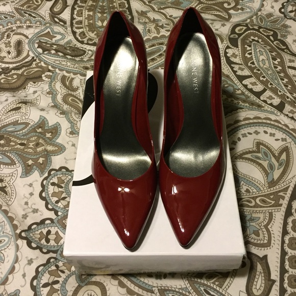 Red, patent leather, shoes