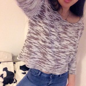 Marbled cream tan beige crop sweater