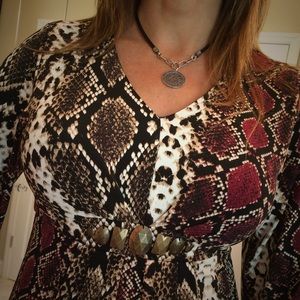 Calvin Klein Mid Length Dress Stretch Animal Print