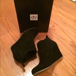 Dolce Vita Black Suede Wedge Booties