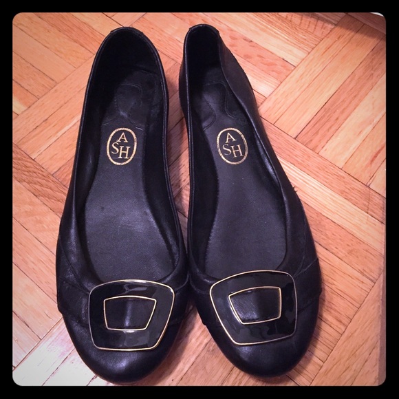 Ash black leather ballerina