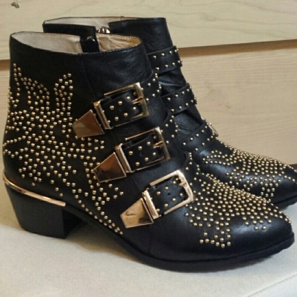 Black Studded Ankle Boot - 39