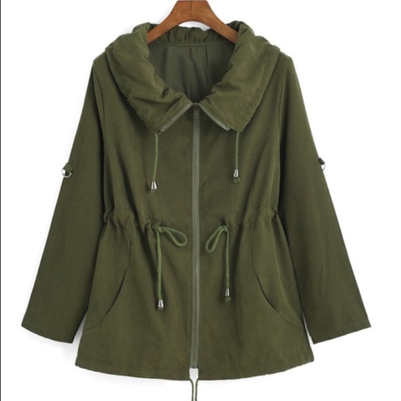 ROMWE Jackets & Blazers - ROMWE Zipper Green Jacket