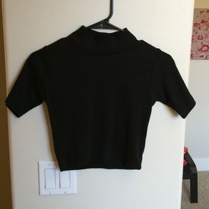 High neck black crop top