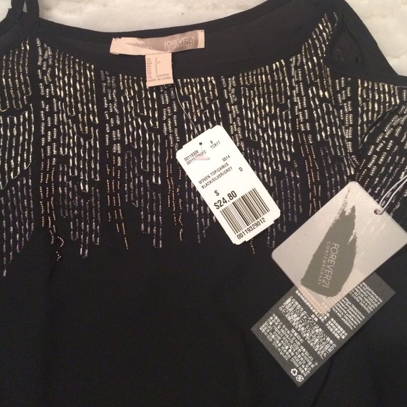 NWT Metallic Embroidered Chiffon Top - Picture 4 of 4