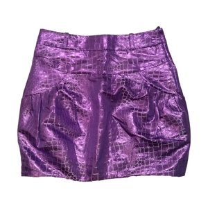 Metallic Purple Alligator Print Mini Skirt