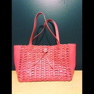 Authentic Fossil woven leather tote!