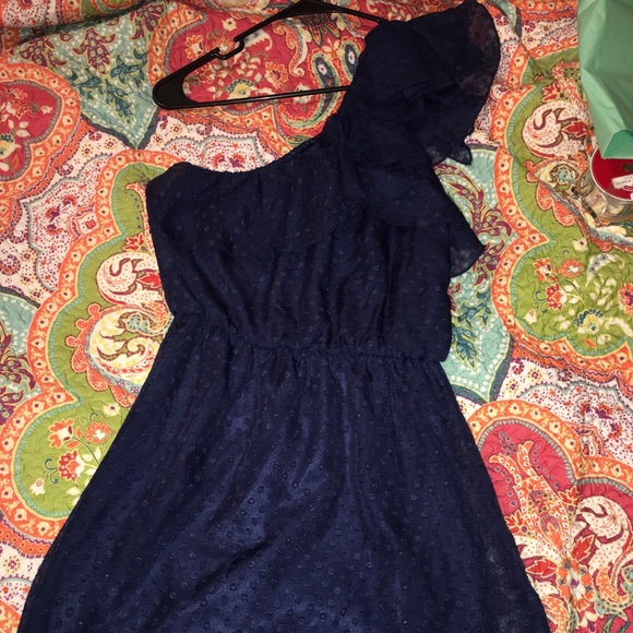 Navy one shoulder dress