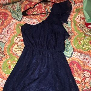 Navy one shoulder dress