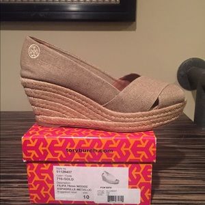 Tory Burch espadrille peep toe wedge