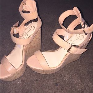 Jessica Simpson beige wedge heels