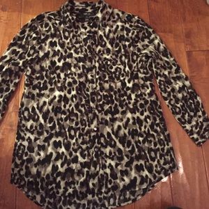 Long sleeve leopard button up shirt