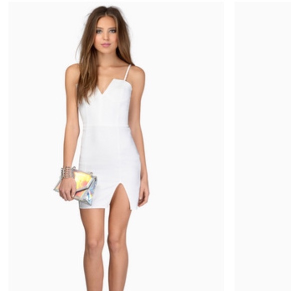 White dress with side split