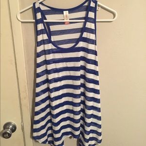 Blue and white striped tank top
