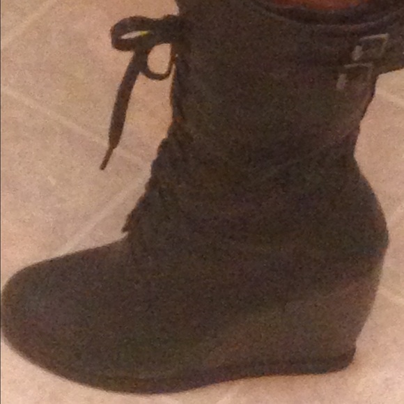 Cute black wedge booties