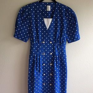 FOR SALE ON ETSY! - Vintage Blue Polka Dot Dress
